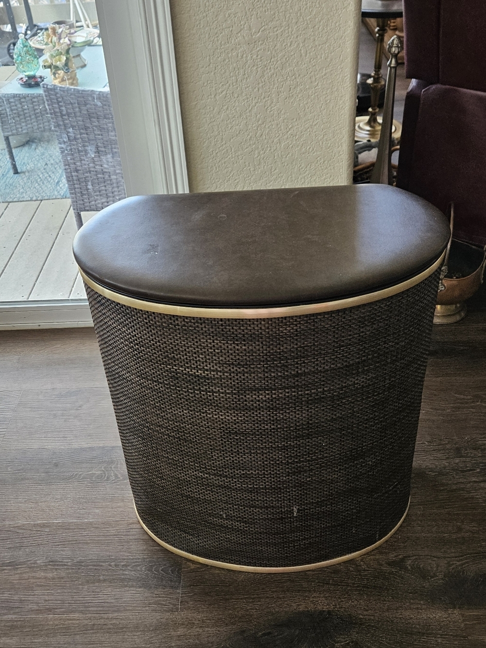Capri Classic Bowed Front Hamper – Brown with Brushed Gold Trim